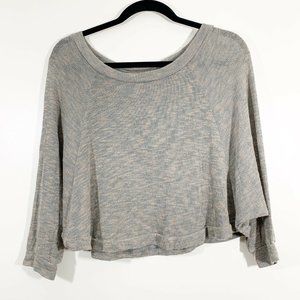 Paper Crane Gray Marled Oversized Crop Scoop Top M